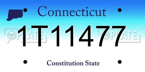 1T11477 Connecticut License Plate