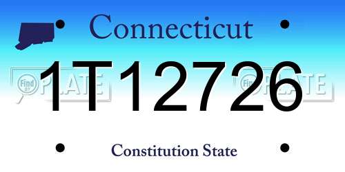 1T12726 Connecticut License Plate