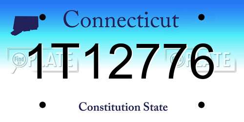 1T12776 Connecticut License Plate