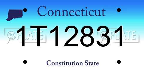 1T12831 Connecticut License Plate