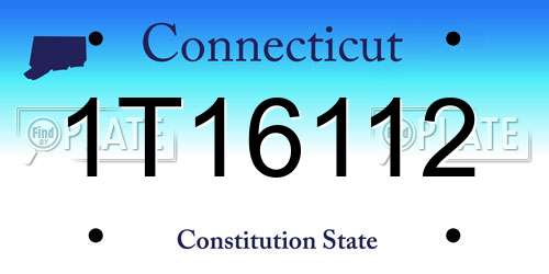 1T16112 Connecticut License Plate