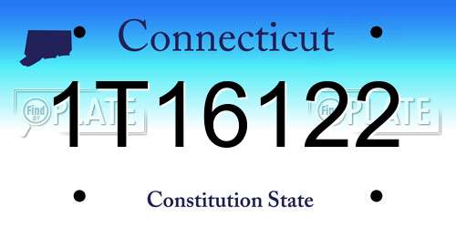 1T16122 Connecticut License Plate