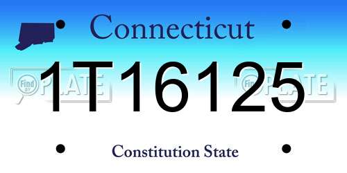 1T16125 Connecticut License Plate