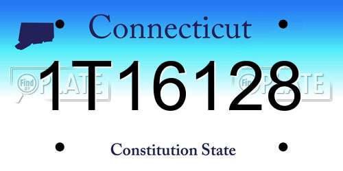 1T16128 Connecticut License Plate