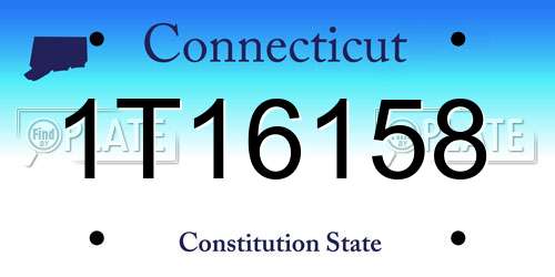 1T16158 Connecticut License Plate