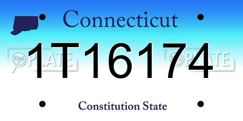 1T16174 Connecticut License Plate