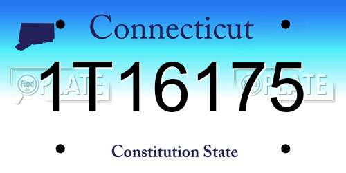 1T16175 Connecticut License Plate