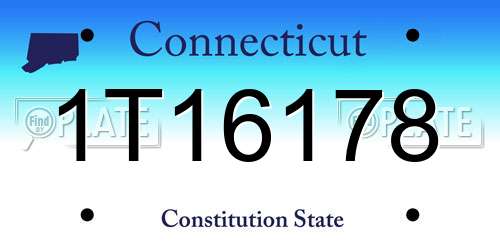 1T16178 Connecticut License Plate