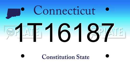 1T16187 Connecticut License Plate