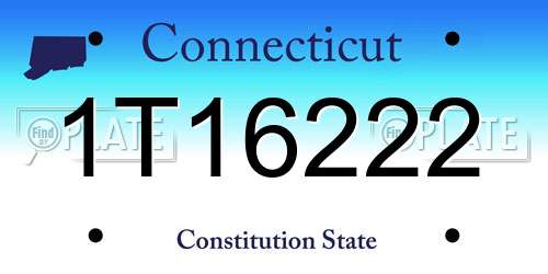 1T16222 Connecticut License Plate