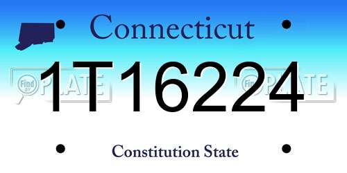 1T16224 Connecticut License Plate