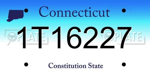 1T16227 Connecticut License Plate