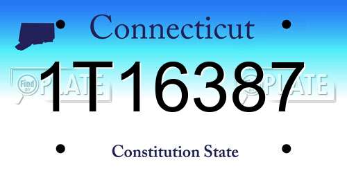 1T16387 Connecticut License Plate