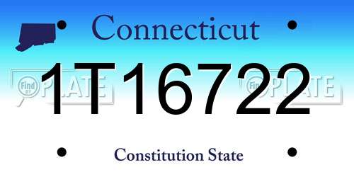 1T16722 Connecticut License Plate