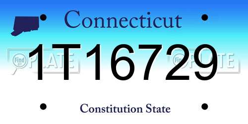 1T16729 Connecticut License Plate