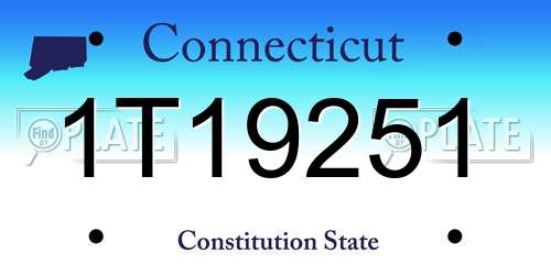 1T19251 Connecticut License Plate
