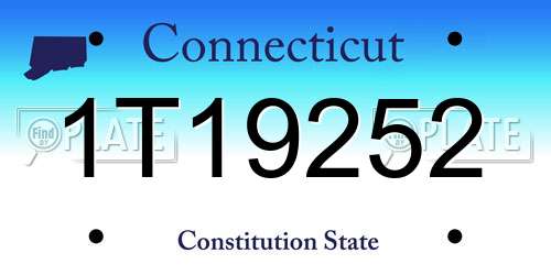 1T19252 Connecticut License Plate