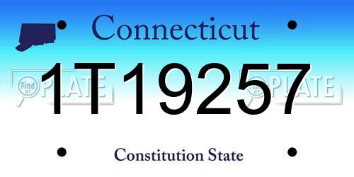1T19257 Connecticut License Plate
