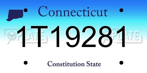 1T19281 Connecticut License Plate