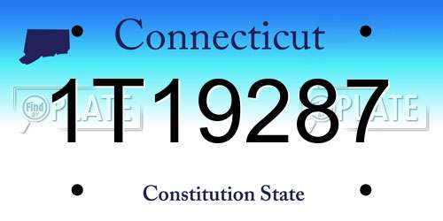 1T19287 Connecticut License Plate