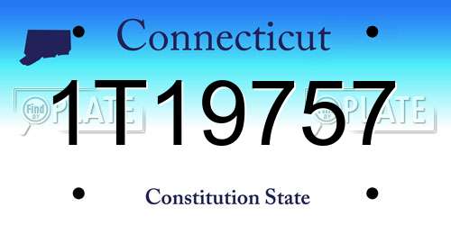 1T19757 Connecticut License Plate