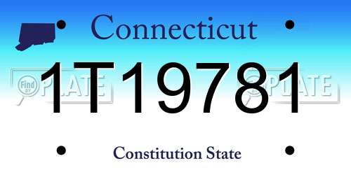 1T19781 Connecticut License Plate