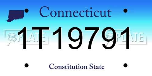 1T19791 Connecticut License Plate