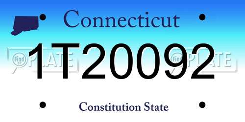 1T20092 Connecticut License Plate