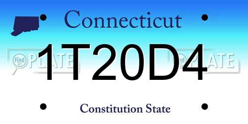 1T20D4 Connecticut License Plate