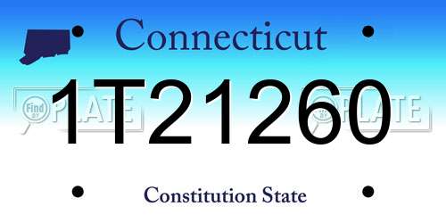 1T21260 Connecticut License Plate