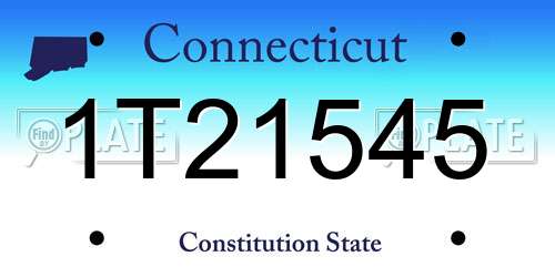 1T21545 Connecticut License Plate