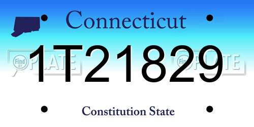 1T21829 Connecticut License Plate