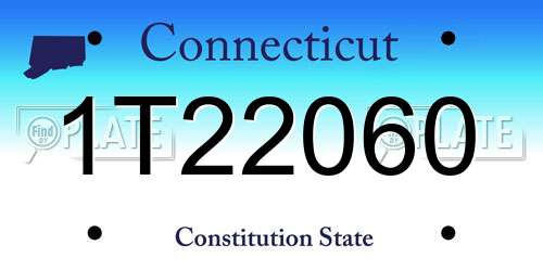 1T22060 Connecticut License Plate