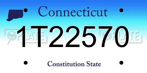 1T22570 Connecticut License Plate