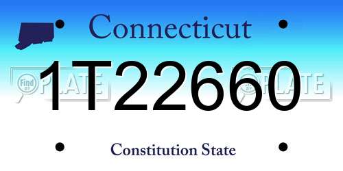 1T22660 Connecticut License Plate