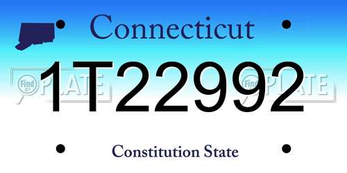 1T22992 Connecticut License Plate