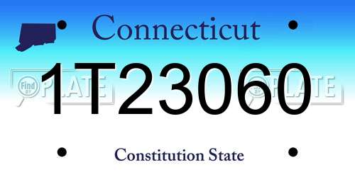 1T23060 Connecticut License Plate