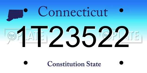 1T23522 Connecticut License Plate