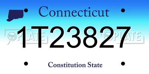 1T23827 Connecticut License Plate