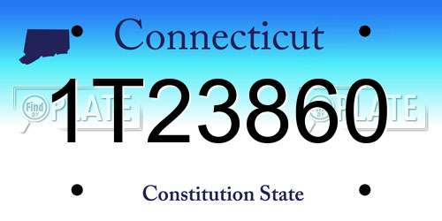 1T23860 Connecticut License Plate