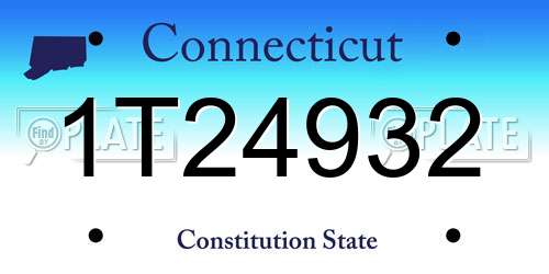 1T24932 Connecticut License Plate