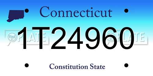 1T24960 Connecticut License Plate