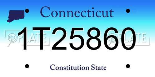 1T25860 Connecticut License Plate