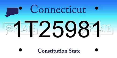 1T25981 Connecticut License Plate