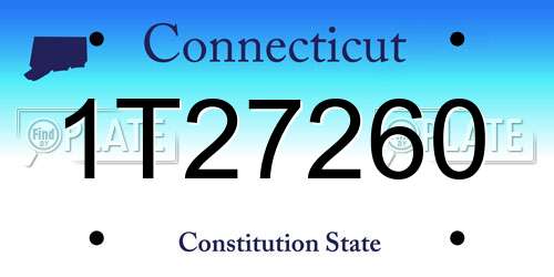1T27260 Connecticut License Plate