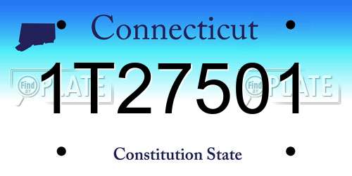 1T27501 Connecticut License Plate