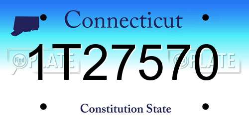 1T27570 Connecticut License Plate