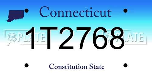 1T2768 Connecticut License Plate