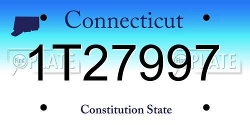 1T27997 Connecticut License Plate