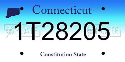 1T28205 Connecticut License Plate